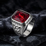 Vintage Greek Key Gemstone Stainless Steel Ring