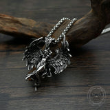 Vintage Guardian Angel Wings Stainless Steel Pendant
