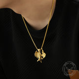 Vintage Guardian Angel Wings Stainless Steel Pendant 02 | Gthic.com