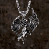 Vintage Guardian Angel Wings Stainless Steel Pendant | Gthic.com