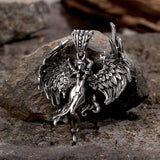 Vintage Guardian Angel Wings Stainless Steel Pendant | Gthic.com