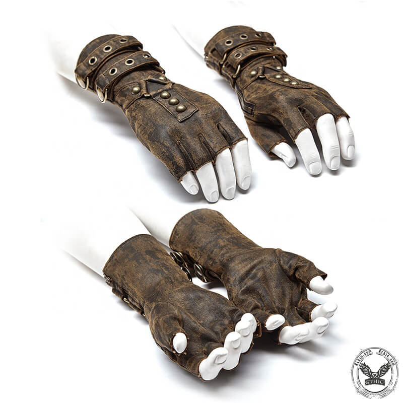 handschuhe steampunk Vintage Half Finger Steampunk Gloves