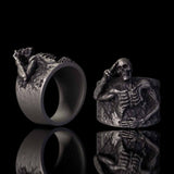 Vintage Half Skull Salute Sterling Silver Ring | Gthic.com