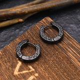 Vintage Hip-hop Pattern Stainless Steel Hoop Earrings