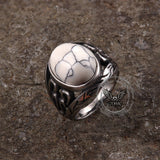 Vintage Hollow Carved Gemstone Stainless Steel Ring