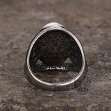 Vintage Hollow Carved Gemstone Stainless Steel Ring