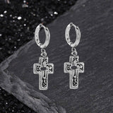Vintage Hollow Cross Stainless Steel Drop Earrings | Gthic.com