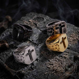 Vintage Hollow Cross Stainless Steel Ring | Gthic.com