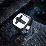 Vintage Hollow Cross Stainless Steel Ring