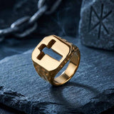 Vintage Hollow Cross Stainless Steel Ring