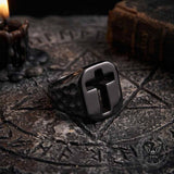 Vintage Hollow Cross Stainless Steel Ring