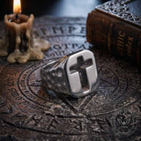 Vintage Hollow Cross Stainless Steel Ring