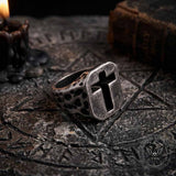 Vintage Hollow Cross Stainless Steel Ring