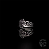 Vintage Hollow Floral Pattern Sterling Silver Ring | Gthic.com