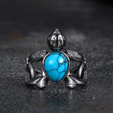 Vintage Indian Turtle Turquoise Stainless Steel Ring | Gthic.com