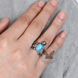Vintage Indian Turtle Turquoise Stainless Steel Ring | Gthic.com