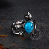 Vintage Indian Turtle Turquoise Stainless Steel Ring