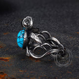 Vintage Indian Turtle Turquoise Stainless Steel Ring