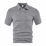 Vintage Jacquard Solid Color Short Sleeve Polo Shirt