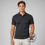 Vintage Jacquard Solid Color Short Sleeve Polo Shirt | Gthic.com