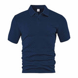 Vintage Jacquard Solid Color Short Sleeve Polo Shirt