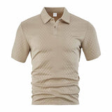 Vintage Jacquard Solid Color Short Sleeve Polo Shirt