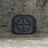 Vintage Jerusalem Cross Stainless Steel Christian Ring