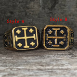 Vintage Jerusalem Cross Stainless Steel Christian Ring