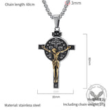 Vintage Jesus Suffering INRI Cross Stainless Steel Pendant
