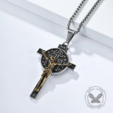 Vintage Jesus Suffering INRI Cross Stainless Steel Pendant