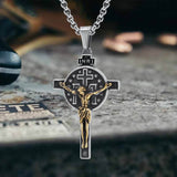 Vintage Jesus Suffering INRI Cross Stainless Steel Pendant