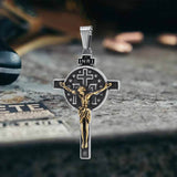 Vintage Jesus Suffering INRI Cross Stainless Steel Pendant