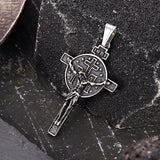 Vintage Jesus Suffering INRI Cross Stainless Steel Pendant