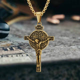 Vintage Jesus Suffering INRI Cross Stainless Steel Pendant