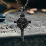 Vintage Jesus Suffering INRI Cross Stainless Steel Pendant