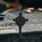 Vintage Jesus Suffering INRI Cross Stainless Steel Pendant