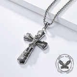 Vintage Jesus Suffering Stainless Steel Cross Pendant