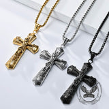 Vintage Jesus Suffering Stainless Steel Cross Pendant | Gthic.com