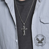 Vintage Jesus Suffering Stainless Steel Cross Pendant | Gthic.com