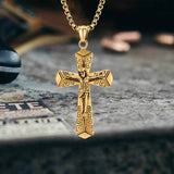 Vintage Jesus Suffering Stainless Steel Cross Pendant
