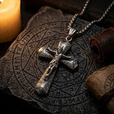 Vintage Jesus Suffering Stainless Steel Cross Pendant