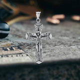 Vintage Jesus Suffering Stainless Steel Cross Pendant