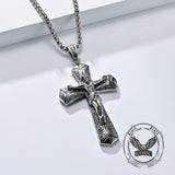 Vintage Jesus Suffering Stainless Steel Cross Pendant