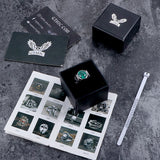 Vintage Malachite Inlaid Stainless Steel Gemstone Ring