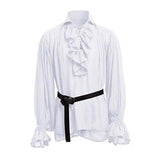 Vintage Medieval Renaissance Lapel Puff Sleeve Solid Shirt | Gthic.com