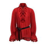 Vintage Medieval Renaissance Lapel Puff Sleeve Solid Shirt | Gthic.com