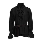 Vintage Medieval Renaissance Lapel Puff Sleeve Solid Shirt