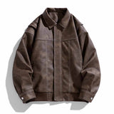 Vintage Multicolor Lapel Casual Leather Jacket | Gthic.com