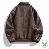 Vintage Multicolor Lapel Casual Leather Jacket | Gthic.com