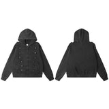 Vintage Napoleonic Button Hooded Jacket Pants Set | Gthic.com